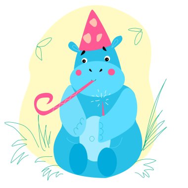 Festivalde mavi bir su aygırı. Su aygırı.