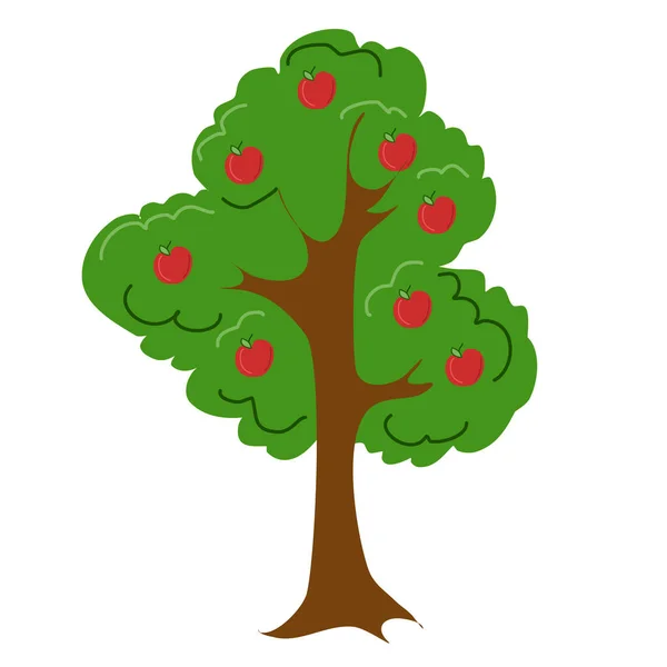 Der Baum Ist Ein Apfelbaum Mit Großen Roten Äpfeln lizenzfreie Stockillustrationen