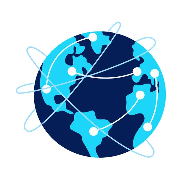 Globe Est Bleu Les Points Géolocalisation Sont Dessus — Image vectorielle