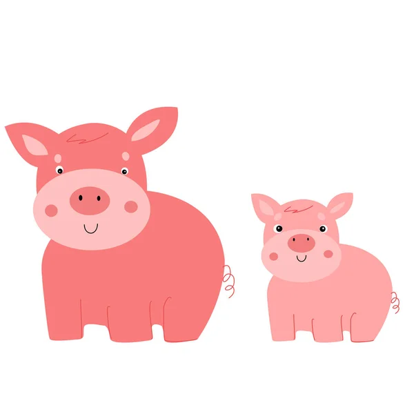 Pig Little Pig White Background — Stock Vector