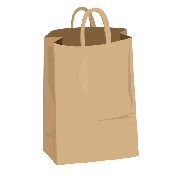 Una bolsa de papel para alimentos sobre un fondo blanco. — Vector de stock
