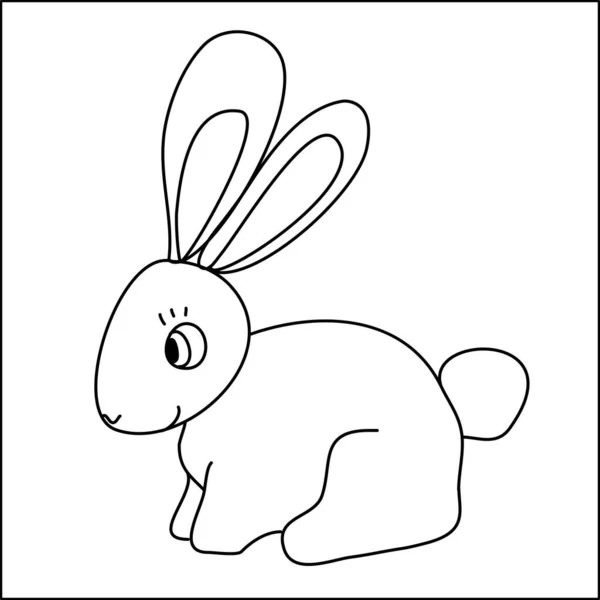 Mignon Lapin Dessiné Avec Une Ligne Noire Avec Style Doodle — Image vectorielle