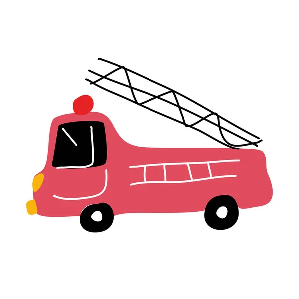 Camion Pompiers Dessiné Pour Les Enfants Dans Style Gribouillage — Image vectorielle