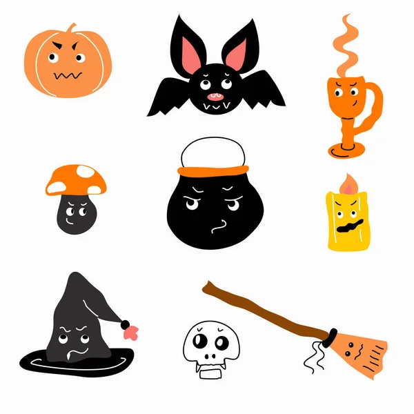 Ensemble Éléments Sur Thème Halloween Pour Design — Image vectorielle