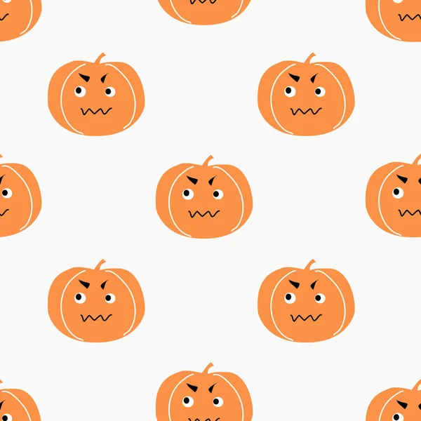 Modèle Citrouille Sans Couture Avec Visage Sur Thème Halloween — Image vectorielle