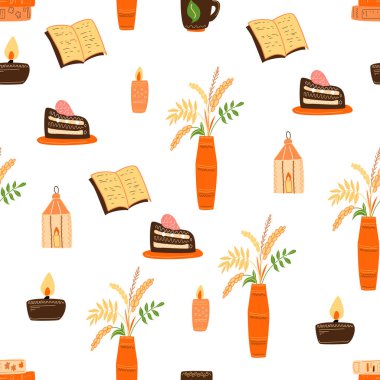 Kusursuz bir desen, bir buket kitap ve mumla..