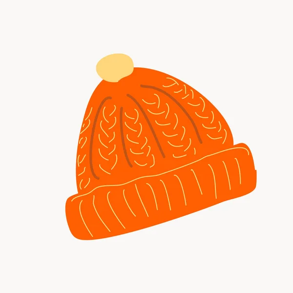 Chapeau Chaud Maille Orange Avec Pompon Vecteur En Vente