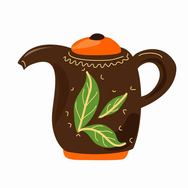 Eine Teekanne Zum Aufbrühen Von Tee Mit Blättern lizenzfreie Stockillustrationen