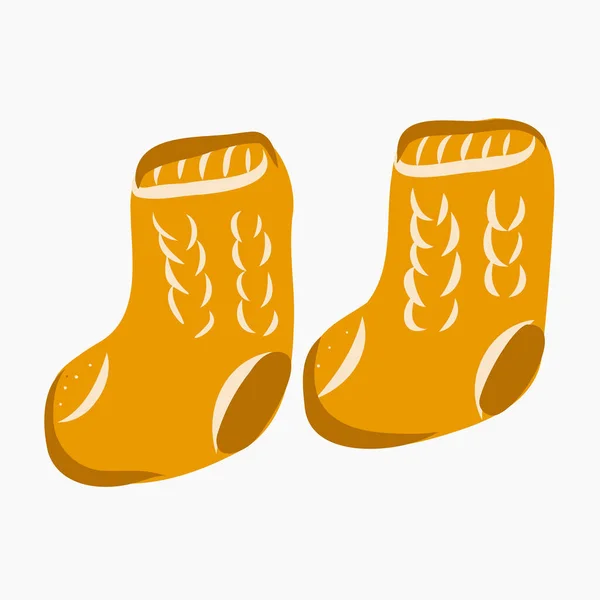 Beyaz arka planda turuncu sıcak örülmüş çoraplar.. — Stok Vektör