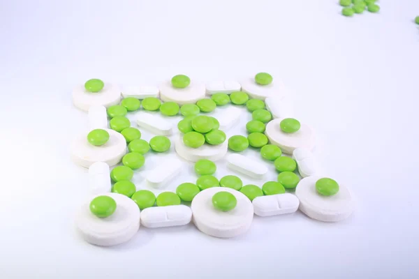 Close up of pills capsule isolated on white background — Stock Photo, Image