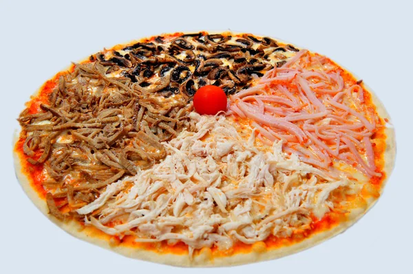 Collage aus verschiedenen Pizza isoliert auf weiß — Stockfoto