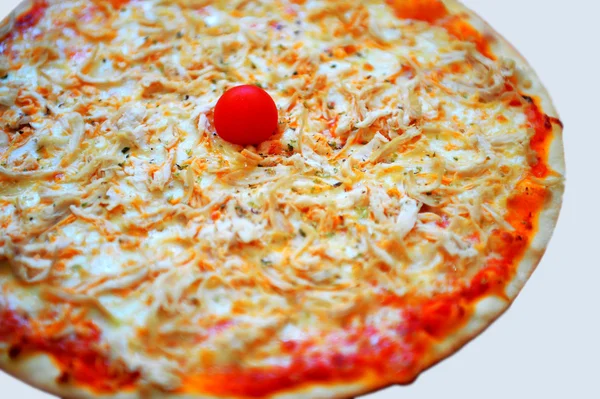 Colagem de pizza diferente isolada em branco — Fotografia de Stock