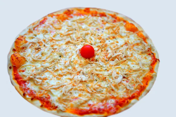 Collage van verschillende pizza geïsoleerd op wit — Stockfoto