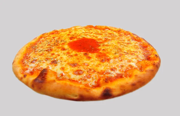 흰색에 분리 된 다양 한 피자 콜라주 — 스톡 사진