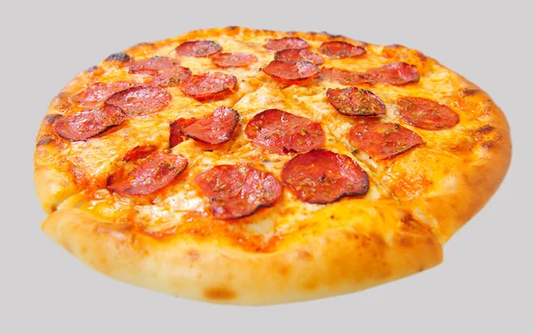 Kollázs különböző pizza izolált fehér — Stock Fotó