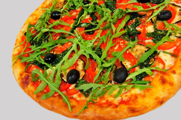 Collage de diferentes pizzas aisladas en blanco — Foto de Stock