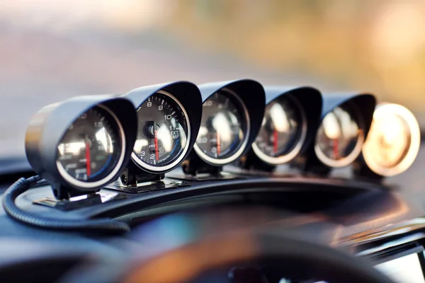 Set of optional devices inside cocpit the sport car — Stock Photo, Image