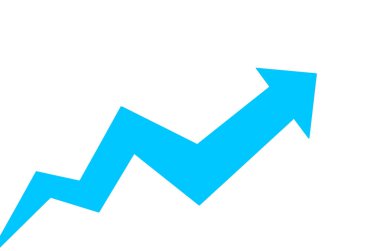 Beyaz arkaplanda mavi ok düz simgesi.