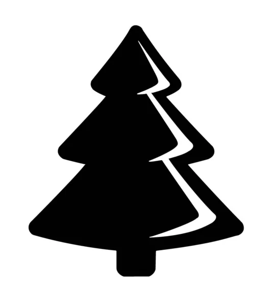 白色背景下的圣诞树黑色平面图标 — 图库照片
