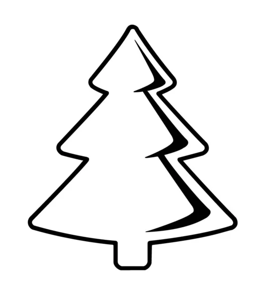 白色背景下的圣诞树黑色平面图标 — 图库照片