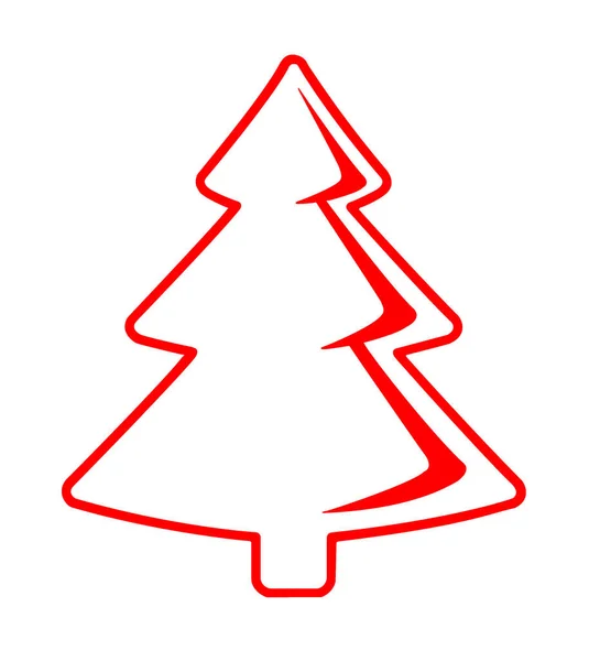 白色背景下的圣诞树红色平面图标 — 图库照片