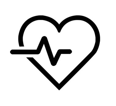 Beyaz arkaplanda nabzı atan siyah düz simge.