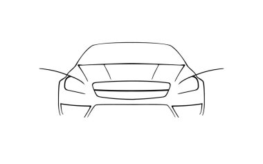 Siyah düz spor araba, beyaz arkaplan simgesi.