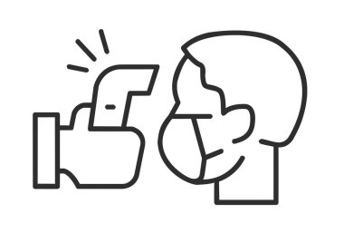 Maskeli adamın siyah düz sıcaklık ölçüm simgesi.