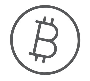 Beyaz arkaplanda Bitcoin gri düz simgesi.