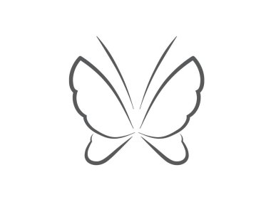 Beyaz arkaplanda siyah düz kelebek simgesi.