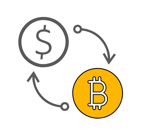 Icono Plano Del Dólar Cambio Divisas Bitcoin Aislado Sobre Fondo —  Fotos de Stock