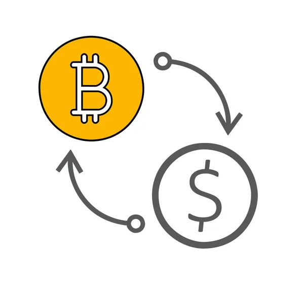 Icono Plano Del Dólar Cambio Divisas Bitcoin Aislado Sobre Fondo —  Fotos de Stock