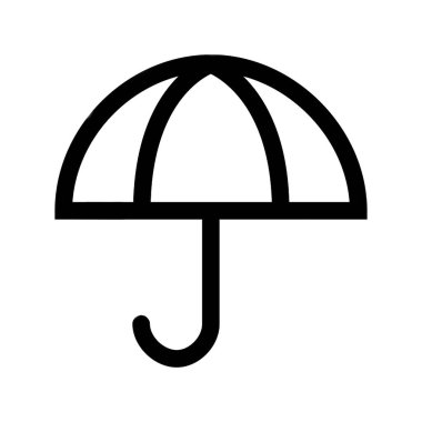 Beyaz arkaplanda siyah düz şemsiye simgesi.