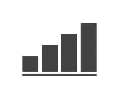 Yukarı doğru diyagramın siyah düz simgesi beyaz arkaplanda izole edildi.