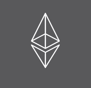 Beyaz arkaplanda Ethereum yassı simgesi.