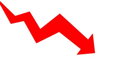 Beyaz arkaplanda kırmızı ok düz simgesi.