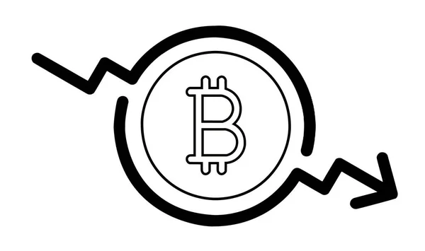 Bitcoin Flache Symbol Auf Abwärtstrend Kreis Mit Weißem Hintergrund — Stockfoto