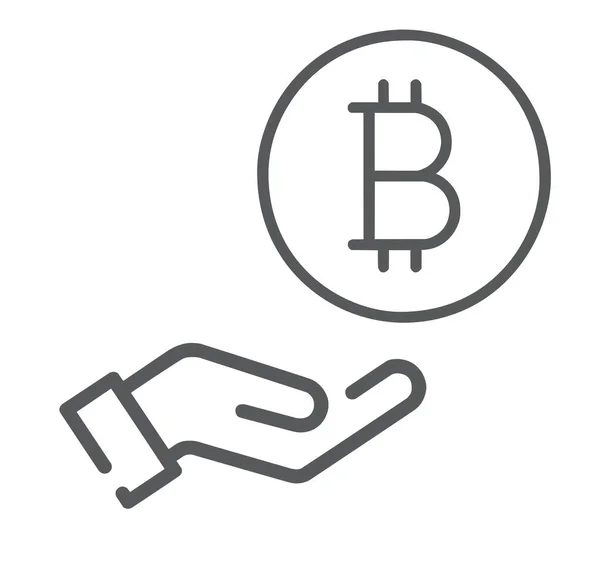 Mano Plana Sosteniendo Icono Bitcoin Aislado Sobre Fondo Blanco —  Fotos de Stock