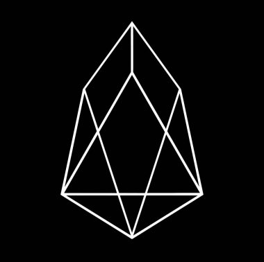 Siyah arkaplanda Eos düz simgesi.