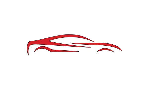 白い背景に赤いフラットスポーツカーアイコン — ストック写真