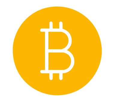 Beyaz arkaplanda Bitcoin düz simgesi.