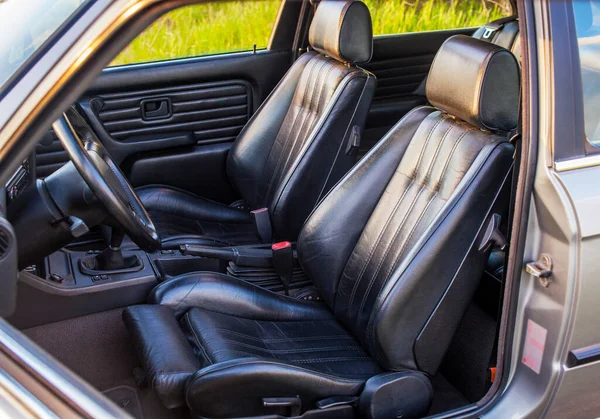 Asientos Deportivos Cuero Negro Coche Retro — Foto de Stock