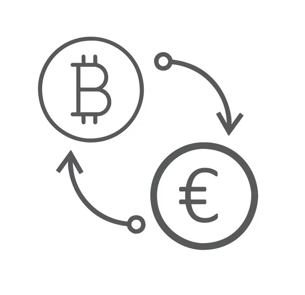 Vlak Pictogram Van Valutawissel Euro Naar Bitcoin Geïsoleerd Witte Achtergrond — Stockfoto