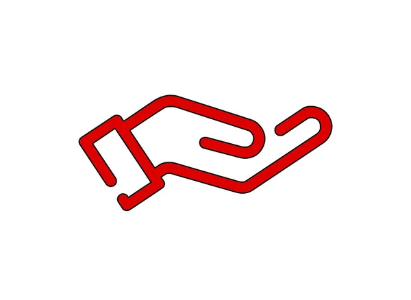 Червона Плоска Ікона Руки Ізольована Білому Тлі — стокове фото