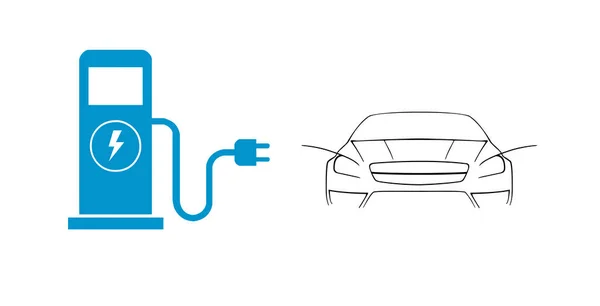 Blauw Vlak Pictogram Van Elektrische Tankwagen Auto Witte Achtergrond — Stockfoto