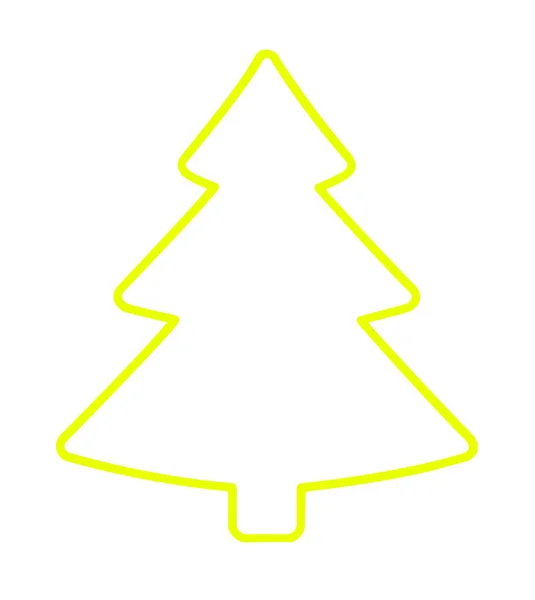白色背景下的圣诞树黄色平面图标 — 图库照片