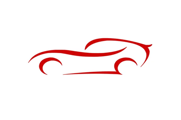 Red Flat Sports Car Icon White Background — Stock Photo, Image