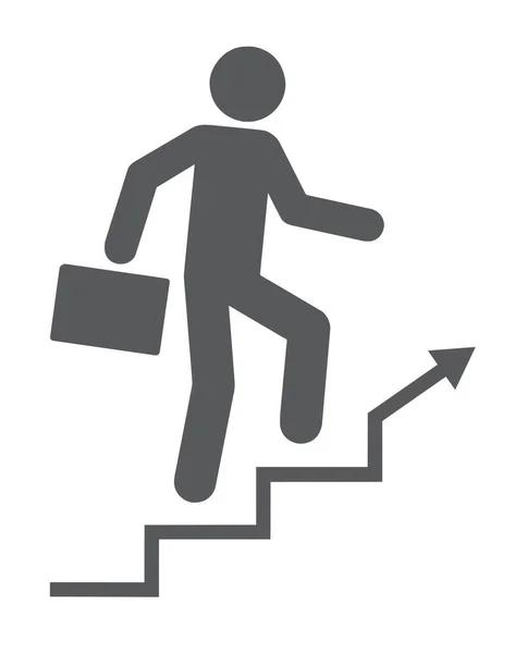Schwarze Flache Ikone Der Person Die Die Treppe Hinaufsteigt — Stockfoto