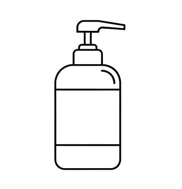 Beyaz arkaplanda siyah yassı antiseptik dezenfektan simgesi.