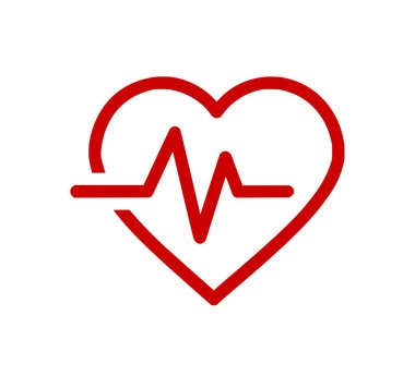 Beyaz arkaplanda nabzı atan kırmızı düz simge.